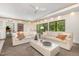 Comfortable living room with a neutral color scheme, large windows, and a view into other rooms at 12044 Iredell, Chapel Hill, NC 27517
