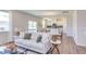 Living room features a comfy sofa and natural light from large windows at 121 Barn Door Dr, Lillington, NC 27546