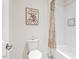 Bathroom with toilet, tub, and decorative shower curtain at 1505 Montvale Grant Way, Cary, NC 27519