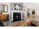 Modern fireplace with a sleek design and gas logs at 1626 Plover Cir, Fuquay Varina, NC 27526