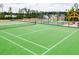 New community tennis court with green surface, net, fencing, and surrounding neighborhood homes at 1705 Clydner Dr, Cary, NC 27523