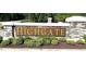 Highgate neighborhood entrance sign surrounded by lush greenery at 36 Railcar Way # Homesite 1, Clayton, NC 27520