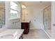 Bathroom with double vanity and large shower at 37 Baird Cv Ln, Angier, NC 27501