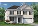 Two-story house with light beige siding, dark shutters, and a three-car garage at 43 Wildflower Cir, Clayton, NC 27520