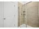 Clean bathroom with a tiled shower and glass enclosure at 747 Creekway Dr, Fuquay Varina, NC 27526