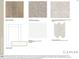Selection of interior finishes showcasing flooring, carpets, tile backsplash, and white shaker-style cabinets at 8710 Wardle Ct, Wake Forest, NC 27587