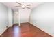 Bright bedroom with wood floors and ceiling fan at 1003 Pagoda Pl, Knightdale, NC 27545