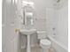 Clean bathroom with pedestal sink and shower/tub combo at 107 Myers Farm Ct, Cary, NC 27519