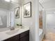 Bathroom with vanity, mirror, and shower/tub combo at 1113 Magnolia Bend Loop, Cary, NC 27519