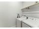 White laundry room features washer, dryer, and hanging rod at 1135 Laurelwood Dr, Durham, NC 27705