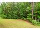 Well-manicured backyard with mature trees at 200 Callandale Ln, Durham, NC 27703