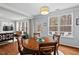 Warm dining area with round wood table, comfortable seating, and natural light at 200 Callandale Ln, Durham, NC 27703