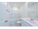 Clean bathroom with a bathtub, shower, and vanity at 308 Johnson Ridge Way, Four Oaks, NC 27524