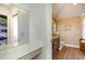 Elegant bathroom with vanity, toilet and hardwood floors at 430 Federal Rd, Benson, NC 27504