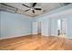 Large bedroom with hardwood floors and access to en-suite bathroom at 444 S Blount St # 316, Raleigh, NC 27601