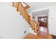 Wooden staircase with simple, classic design at 520 Polk St, Raleigh, NC 27604