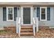 House entrance with dark green door and brick steps at 706 Sleepy Creek Dr, Durham, NC 27713