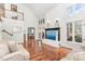 Spacious living room featuring hardwood floors, fireplace, and natural light at 11712 Black Horse Run, Raleigh, NC 27613