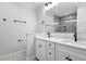 Bathroom with double vanity, granite countertop, and large walk-in shower at 195 Daniel Ridge Ln, Roxboro, NC 27574