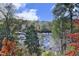 Backyard with mature trees and a wide, rocky river at 196 Paces Mill Trl, Pittsboro, NC 27312