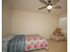 Cozy bedroom featuring a ceiling fan and a comfortable bed with colorful patterned comforter at 248 Begen St, Morrisville, NC 27560