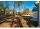 Expansive backyard surrounded by mature trees, offering privacy and a detached shed for storage at 404 Andrews Rd, Durham, NC 27705