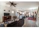 Open-concept living area showcasing stylish decor, hardwood floors, and seamless transition to the modern kitchen at 404 Andrews Rd, Durham, NC 27705
