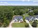 Birds eye view of a modern home with a well-maintained lawn and tree-lined surroundings at 5820 Shawood Dr, Raleigh, NC 27609