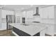 Modern kitchen with white cabinets, stainless steel appliances and large island at 6134 Giddings St, Raleigh, NC 27616