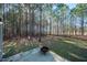 Private patio with fire pit, surrounded by trees at 98 Panmure, Rocky Mount, NC 27804