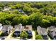 Beautiful aerial view of homes surrounded by mature trees in a Gathering-friendly neighborhood at 1000 Norris St, Raleigh, NC 27604