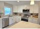 Modern kitchen boasts white cabinets, stainless steel appliances, and stylish tile backsplash at 1014 E Jones St, Raleigh, NC 27601