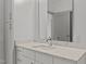 Bathroom with modern vanity and quartz countertop at 1300 St Marys St # 404, Raleigh, NC 27605