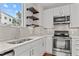 Modern kitchen with double sink and stainless steel appliances at 1300 St Marys St # 404, Raleigh, NC 27605