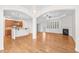 Spacious living area with hardwood floors, open layout, and seamless flow to the kitchen at 1400 Basley St, Wake Forest, NC 27587