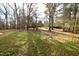 Large backyard with mature trees and open space at 315 Lakeshore Dr, Hillsborough, NC 27278