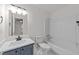 Bathroom with a modern sink and shower/tub at 4541 Hershey Ct, Raleigh, NC 27613