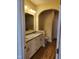 Bathroom with granite countertops, double sinks, and a separate shower and tub at 5409 Crescentview Pkwy, Raleigh, NC 27606