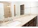 Bathroom boasts double vanity with granite countertop and large shower at 705 Traditions Grande Blvd, Wake Forest, NC 27587