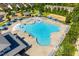 Aerial view of community pool, playground, and sand volleyball court at 705 Traditions Grande Blvd, Wake Forest, NC 27587