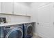 Convenient laundry room with washer, dryer, and cabinets at 139 Red Angus Dr, Smithfield, NC 27577