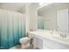 Clean bathroom with single sink vanity and shower at 219 Broadgait Brae Rd, Cary, NC 27519