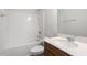 Bathroom featuring a tub shower, toilet and vanity with granite countertop at 288 Chesapeake Commons St # 149, Garner, NC 27529