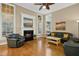 Comfortable Gathering room with fireplace and built-in media at 5736 Manor Plantation Dr, Raleigh, NC 27603