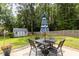 Private backyard with patio furniture and storage shed at 619 Barbour St, Clayton, NC 27520