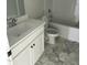 Bathroom featuring a vanity, modern fixtures, and tiled floors at 69 N Movado Trl, Kenly, NC 27542