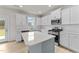 Modern kitchen with white cabinets and an island at 88 Tennyson Dr, Garner, NC 27529