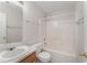 Simple bathroom with shower/tub combo and vanity at 9104 Colony Village Ln, Raleigh, NC 27617