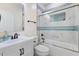 Clean bathroom with subway tile and a bathtub at 1007 N King Ave, Dunn, NC 28334