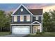 Two-story home with gray siding, white trim, and a two-car garage at 2904 Huxley Way, Apex, NC 27502